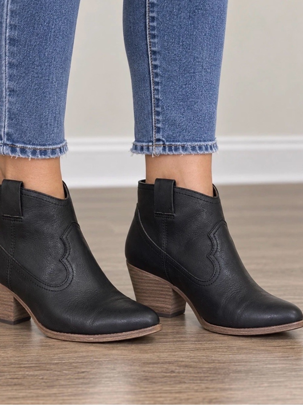Frye Black Ankle Booties with Stacked Heel - Women's